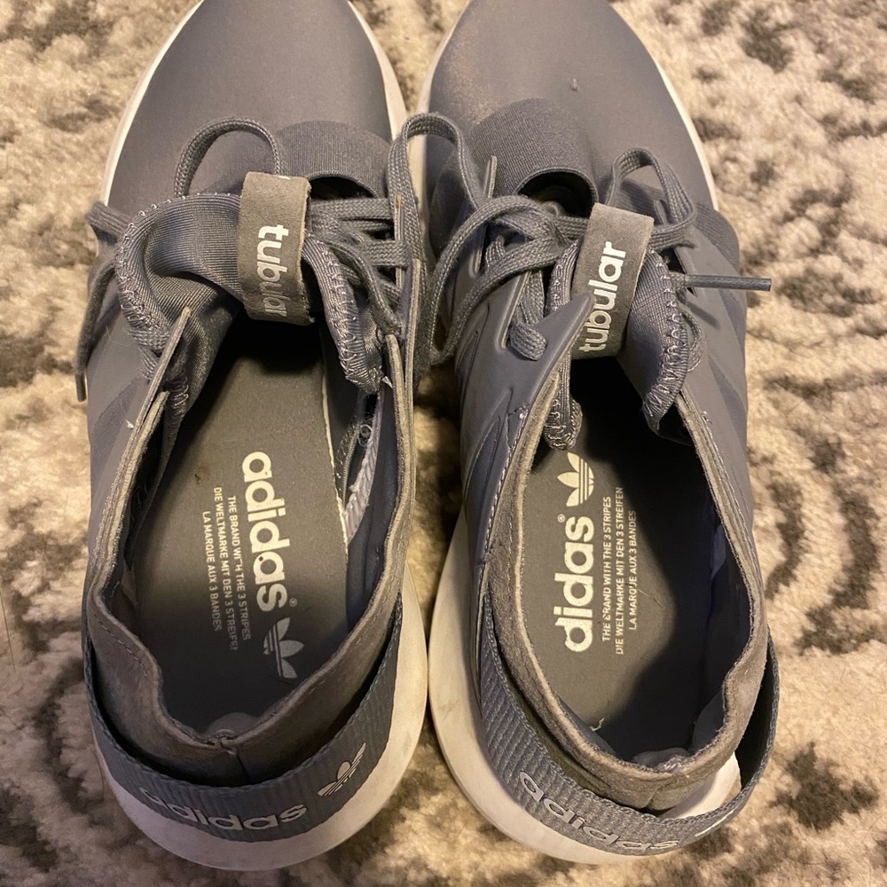 Silver Adidas Tubular sneakers. Womens size 8.